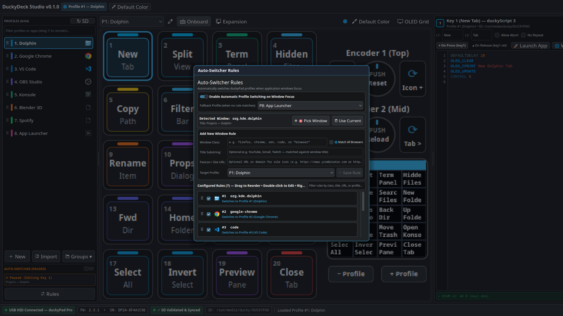 KWin Wayland Auto-Switcher Rules Dialog