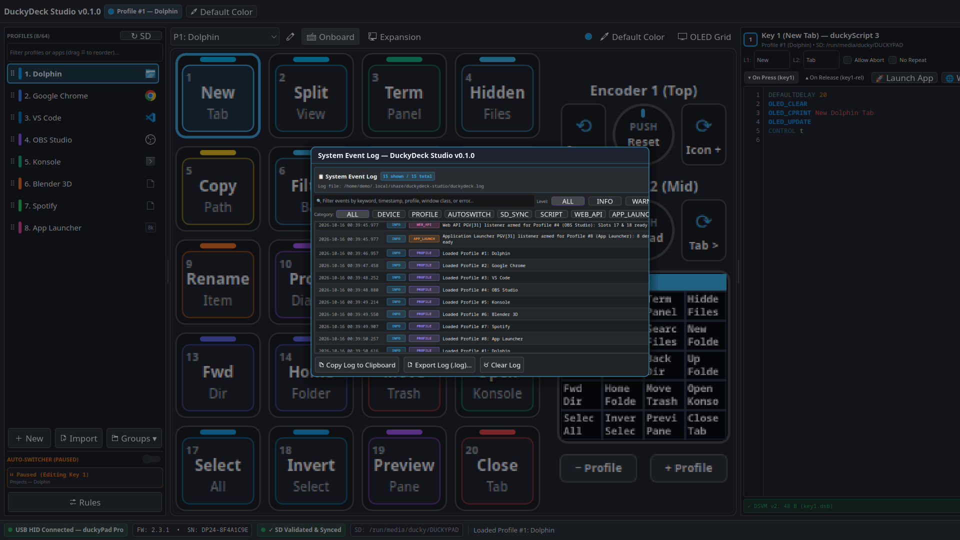 System Event Log Dialog